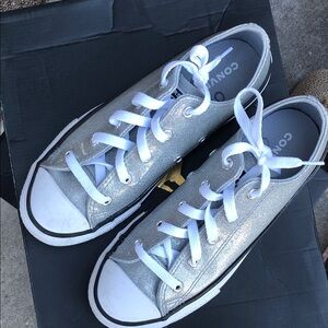 Converse Metallic Silver Sneakers with White Accents